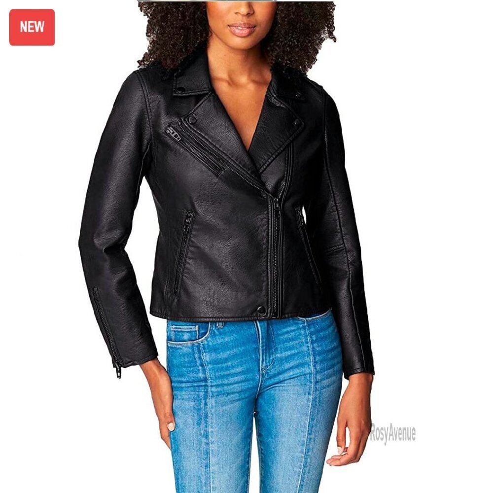 Semi Fitted Vegan Leather Motorcycle Jacket, Premium Quality, Functional Pockets